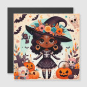 Beautiful little witch halloween party magnetkarte (Vorne/Hinten)