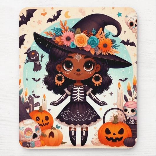 Beautiful little witch halloween party mousepad (Vorne)