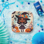 Beautiful little witch halloween party pappteller (Party)