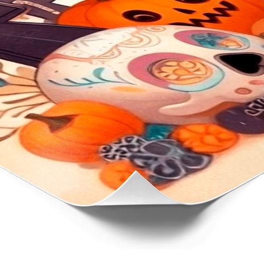 Beautiful little witch halloween party poster (Ecke)