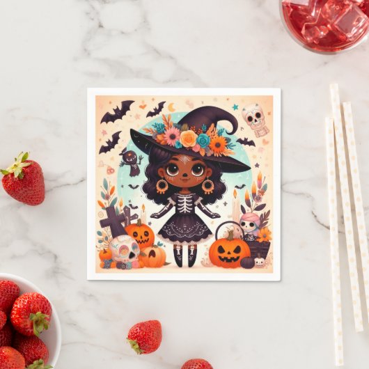 Beautiful little witch halloween party serviette (Beispiel)