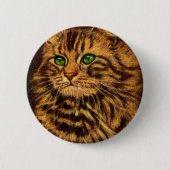 Beautiful Long Haired Tabby Cat Button (Vorderseite)