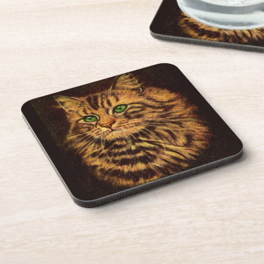Beautiful Long Haired Tabby Cat Untersetzer (Linke Seite)