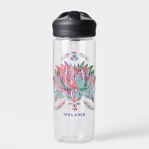 Beautiful Lotus Blume Boho Kunst Personalisiert Trinkflasche