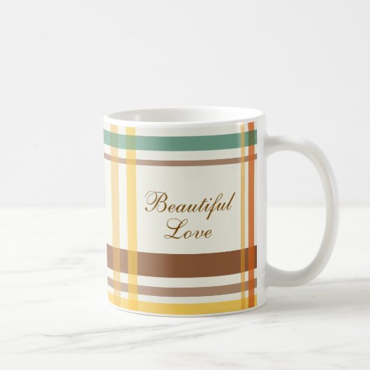 Beautiful Love Cozy Tartan Plaid Kaffeetasse (Rechts)