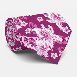 Beautiful magenta flower pattern krawatte