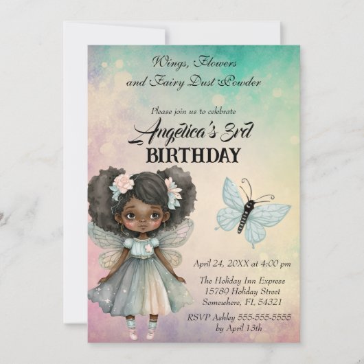 Beautiful Magical Fairy Birthday Einladung (Vorderseite)