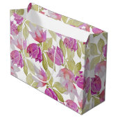 Beautiful Magnolia Blume Watercolor Große Geschenktüte (Vorderseite Schrägansicht)