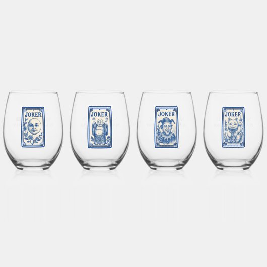 Beautiful Mahjong Joker Wine Glasses Weinglas Ohne Stiel (Vorderseite)