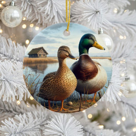 Beautiful Mallard Ducks Keepsake Keramik Ornament