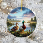 Beautiful Mallard Ducks Keepsake Keramik Ornament