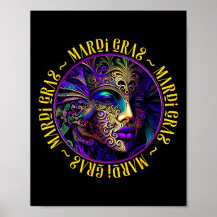 Beautiful Mardi Gras Frau in Mask Mardi Gras Poster