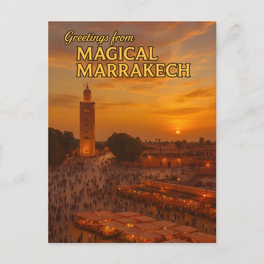 Beautiful Marrakech Sunset View Koutoubia Square Postkarte (Vorderseite)