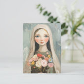 Beautiful Mary With Flowers Postkarte (Stehend Vorderseite)