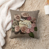 Beautiful Mauve Pink Floral auf Rose Gold Glitzer Kissen (Decke)