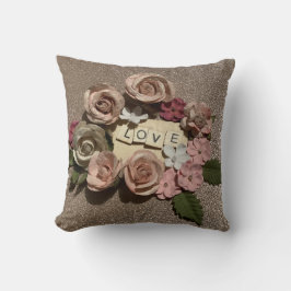 Beautiful Mauve Pink Floral auf Rose Gold Glitzer Kissen