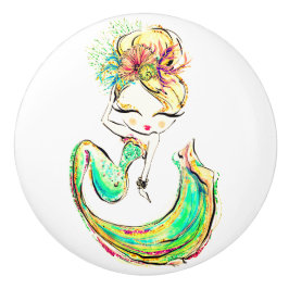 Beautiful Mermaid Fashionista Glam Girl Keramik Ce Keramikknauf