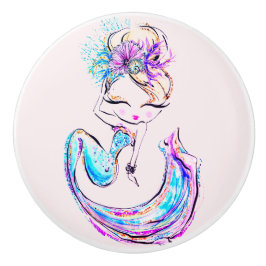 Beautiful Mermaid Fashionista Glam Girl Keramik Keramikknauf