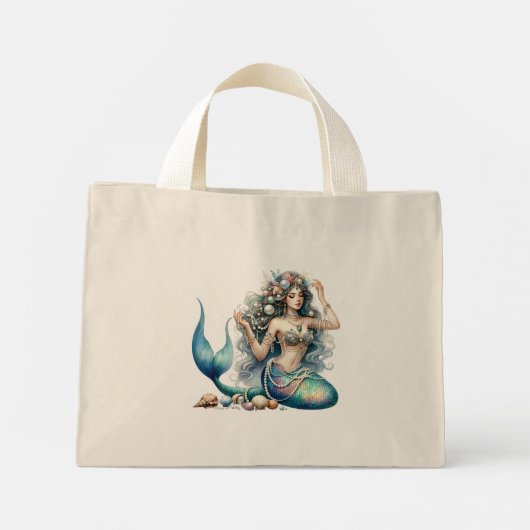 Beautiful Mermaid Large Tote Bag Mini Stoffbeutel (Rückseite)