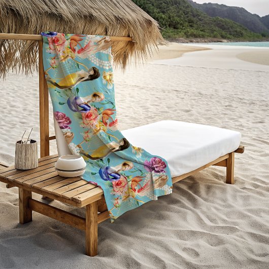 Beautiful Mermaid Lover Floral Strandtuch