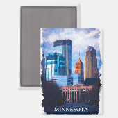 Beautiful Minneapolis Minnesota Skyline Magnet (Vorderseite/Rückseite)