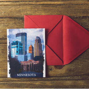 Beautiful Minneapolis Minnesota Skyline Postkarte