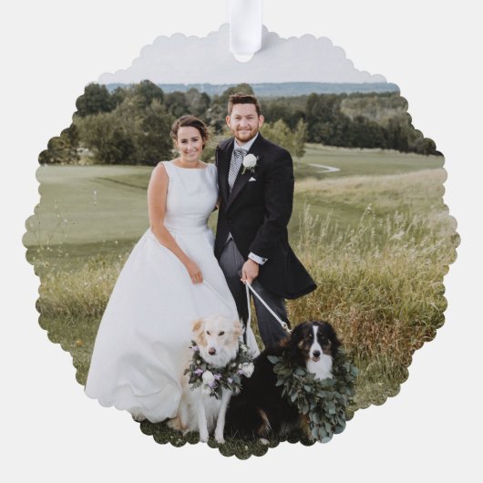 Beautiful Mistletoe Merry Verheiratetes Weihnachts Ornament Karte (Rückseite)