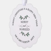 Beautiful Mistletoe Merry Verheiratetes Weihnachts Ornament Karte (Links)