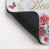 "Beautiful" mit Schmetterlingen und Rose Mousepad (Ecke)