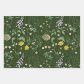 Beautiful Mixed Pastell Wildblumen Green Geschenkpapier Set (Vorderseite 3)