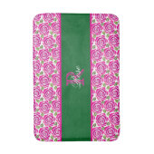 Beautiful Modern Hot Pink Magenta Roses Monogram Badematte (Vorderseite Vertikal)
