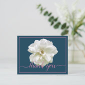 Beautiful Modern White Rose Botanical Thank You Postkarte (Stehend Vorderseite)