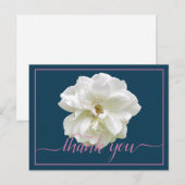 Beautiful Modern White Rose Botanical Thank You Postkarte (Vorne/Hinten)