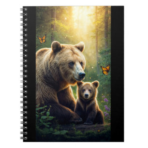 Beautiful Mother Bear and Baby Butterfly Notizblock