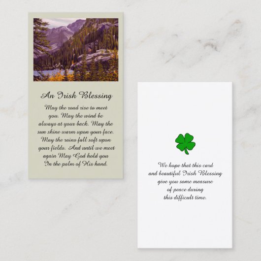 Beautiful Mountain Lake Sympathy Card Visitenkarte (Vorne/Hinten)