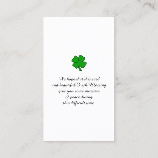 Beautiful Mountain Lake Sympathy Card Visitenkarte (Rückseite)