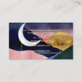 Beautiful Mountain River Moon Sunset Design Visitenkarte (Rückseite)