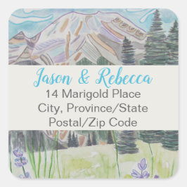 Beautiful Mountain Scene Address Label (20) Quadratischer Aufkleber