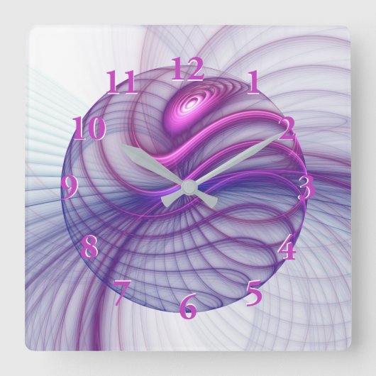 Beautiful Movements Abstract Fractal Art Pink Quadratische Wanduhr (Vorderseite)