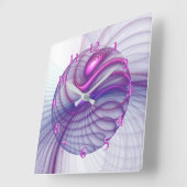 Beautiful Movements Abstract Fractal Art Pink Quadratische Wanduhr (Winkel)