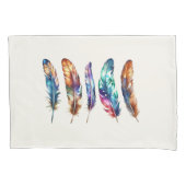 Beautiful Multicolor Boho Feathers - Blue Graphic Kissenbezug (Vorderseite)