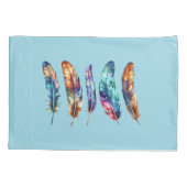 Beautiful Multicolor Boho Feathers - Blue Graphic Kissenbezug (Rückseite)