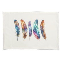 Beautiful Multicolor Boho Feathers - Blue Graphic