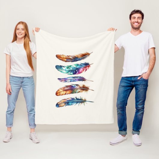 Beautiful Multicolor Boho Feathers - Cozy Graphic Fleecedecke (Beispiel)