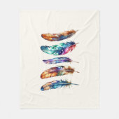 Beautiful Multicolor Boho Feathers - Cozy Graphic Fleecedecke (Vorderseite)