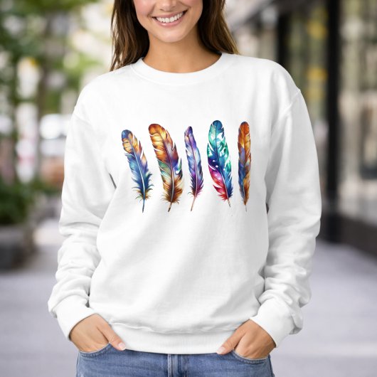 Beautiful Multicolor Boho Feathers - Graphic Art Sweatshirt
