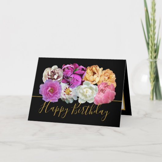 Beautiful Multicolor Peony Floral Bouquet Birthday Karte (Vorderseite)