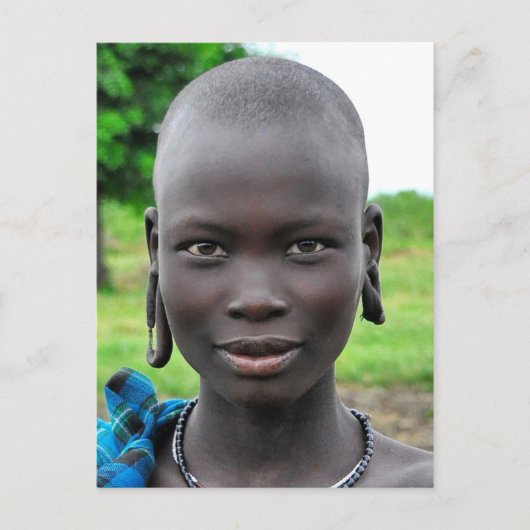 Beautiful Mursi Woman with Pierced Ears Postkarte (Vorderseite)