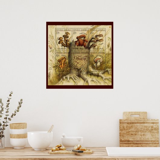 Beautiful Mushroom Briefmarke ~ Toadstool Ukraine Poster (Küche)