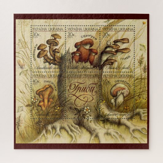 Beautiful Mushroom Briefmarke ~ Toadstool Ukraine  Puzzle (Vertikal)